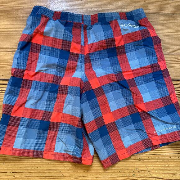 Columbia blue red checkered lined swim shorts SIZE 14 - Picture 3 of 3